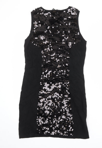 Mango Womens Black Viscose Shift Size M Round Neck Pullover