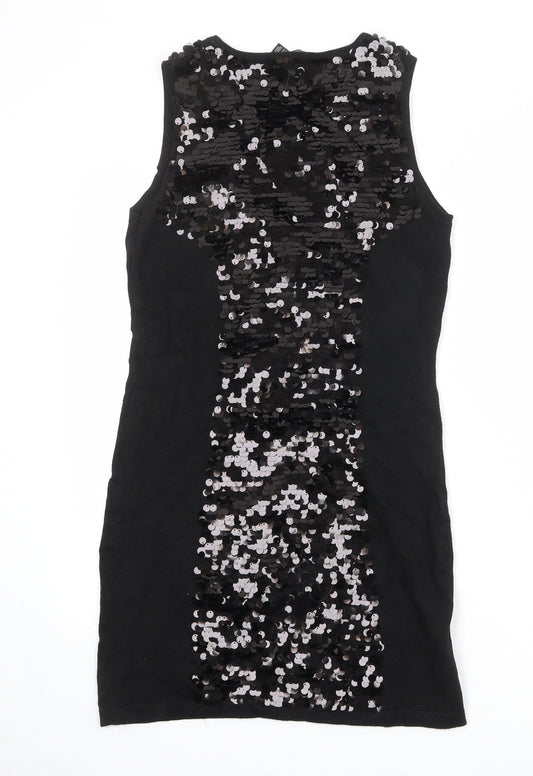 Mango Womens Black Viscose Shift Size M Round Neck Pullover