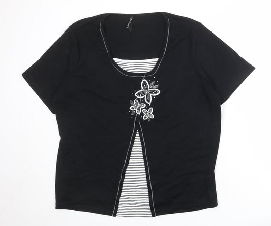 Womens UK Size XL Bonmarché Black Basic Blouse