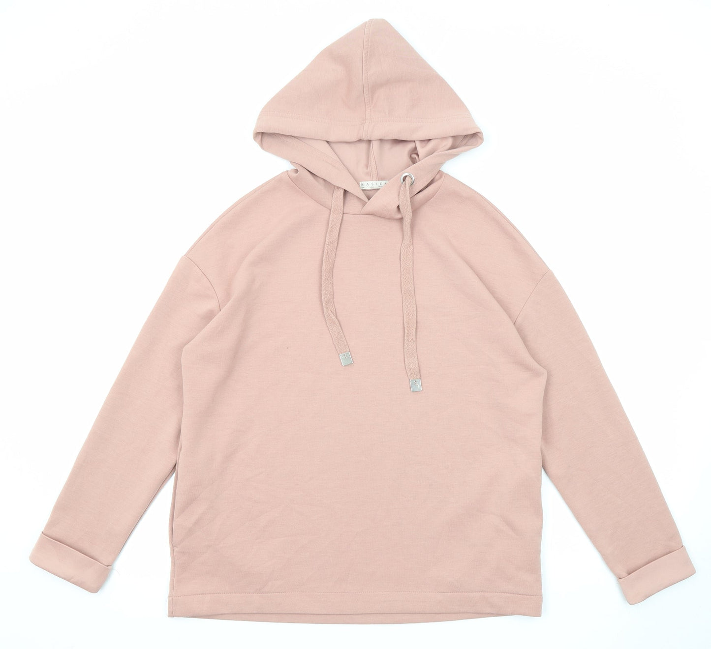 Basic Womens Pink Polyester Pullover Hoodie Size S Pullover