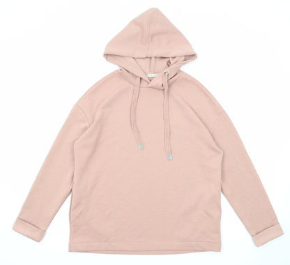 Basic Womens Pink Polyester Pullover Hoodie Size S Pullover