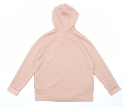Basic Womens Pink Polyester Pullover Hoodie Size S Pullover