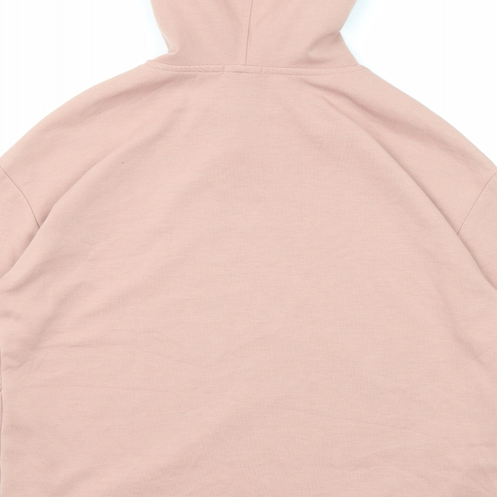 Basic Womens Pink Polyester Pullover Hoodie Size S Pullover
