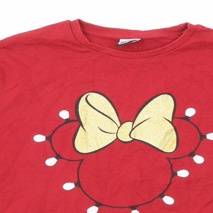 Disney Girls Red Cotton Pullover Sweatshirt Size 13-14 Years Pullover - Minnie Mouse