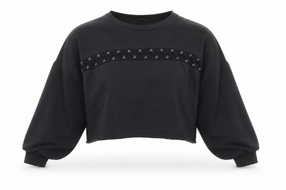 Zara Womens Black Cotton Pullover Sweatshirt Size S Pullover