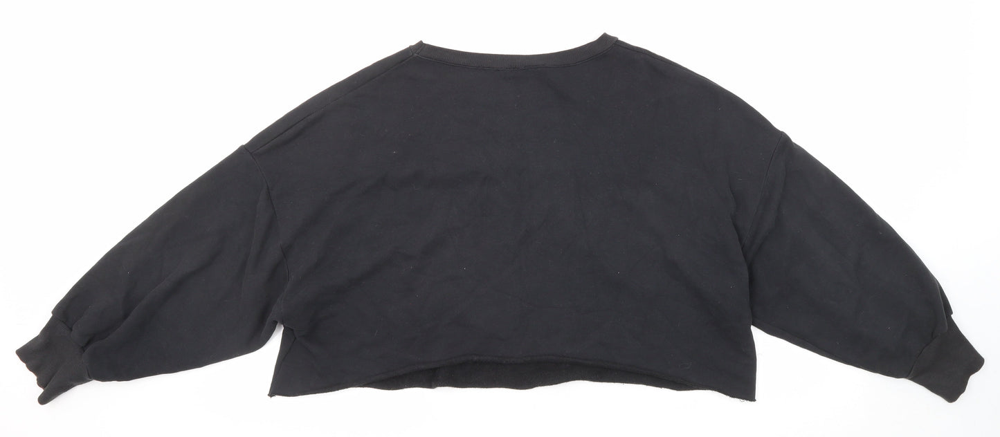 Zara Womens Black Cotton Pullover Sweatshirt Size S Pullover