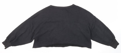 Zara Womens Black Cotton Pullover Sweatshirt Size S Pullover