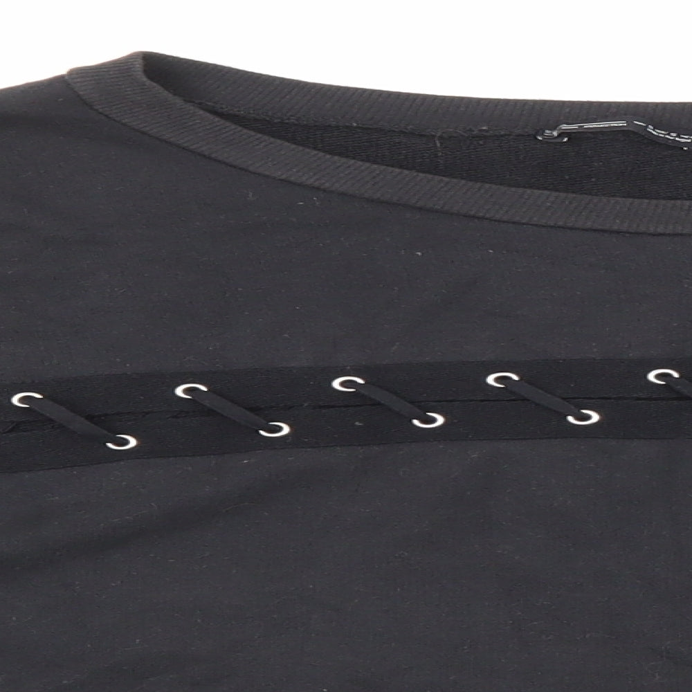 Zara Womens Black Cotton Pullover Sweatshirt Size S Pullover