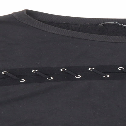 Zara Womens Black Cotton Pullover Sweatshirt Size S Pullover