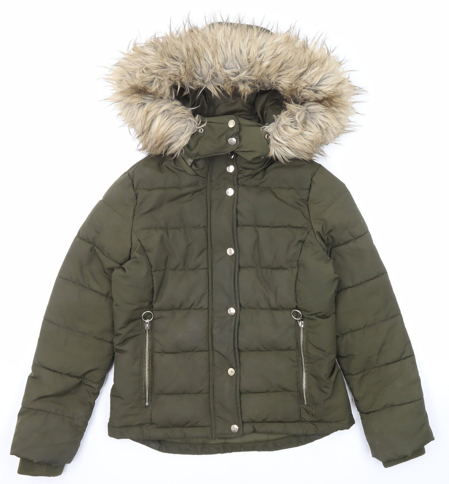 Womens UK Size 6 Topshop Green Puffer Jacket