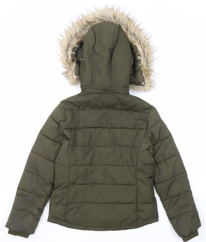 Womens UK Size 6 Topshop Green Puffer Jacket