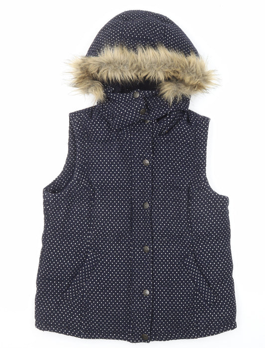 Crew Clothing Womens Blue Geometric Gilet Jacket Size 12 Zip