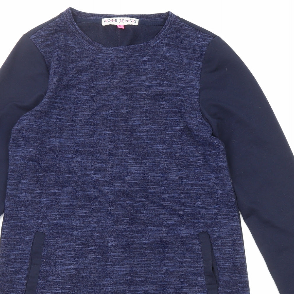 Voir Jeans Womens Blue Cotton Jumper Dress Size S Round Neck Pullover