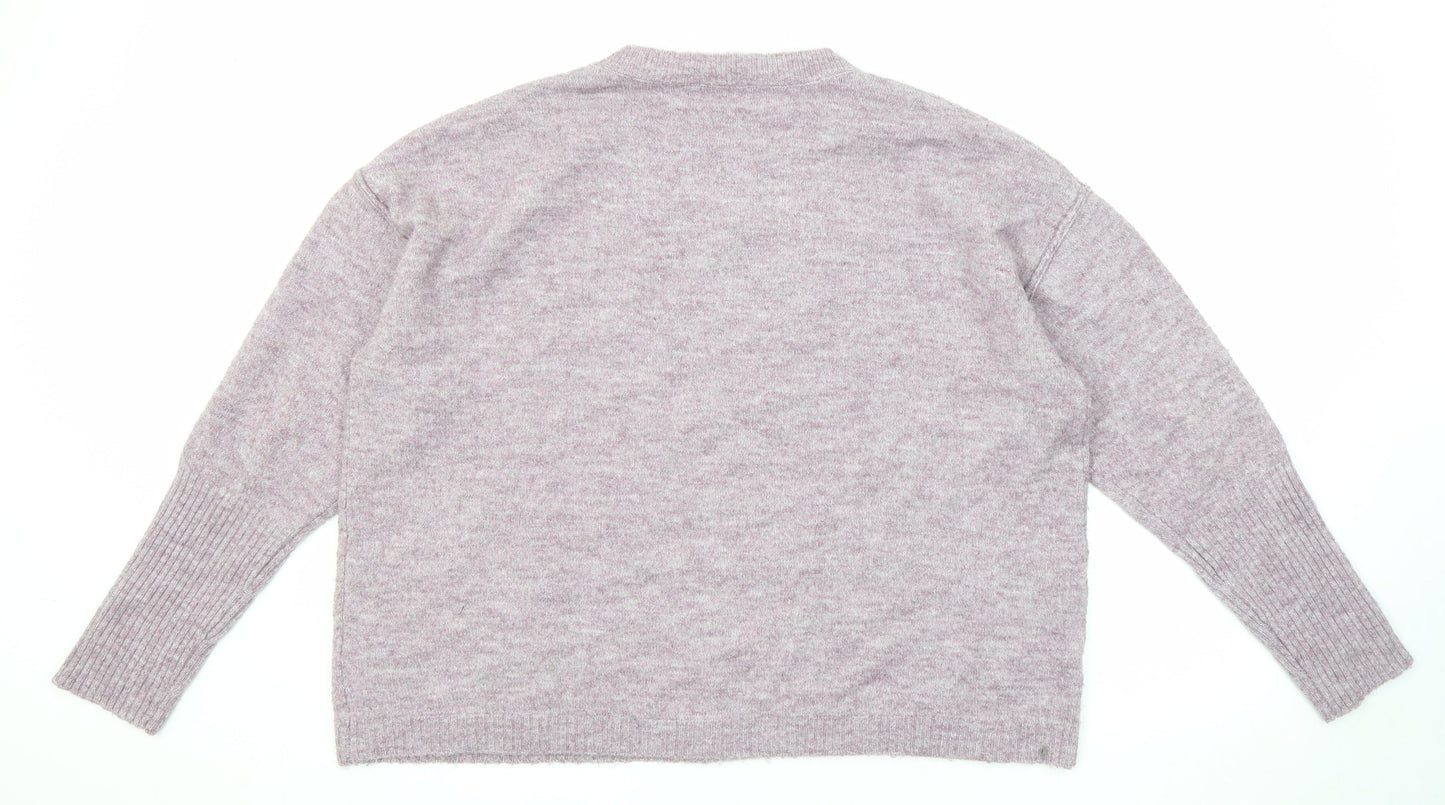 Buffalo by David Bitton Womens Purple Round Neck Acrylic Pullover Jumper Size XL