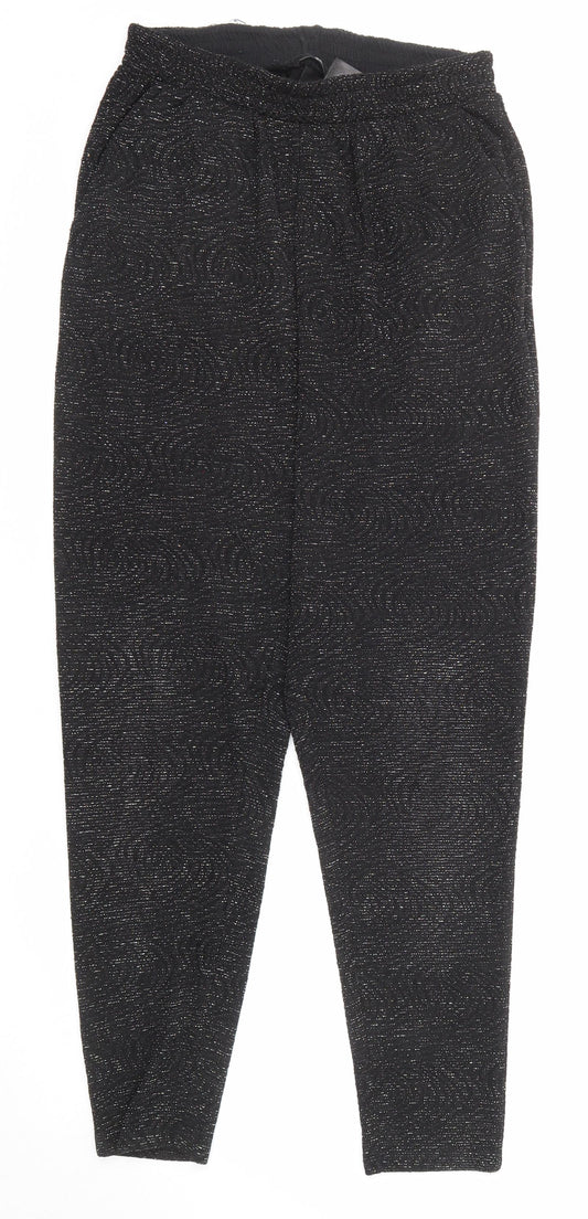 Womens UK Size S H&M Regular Fit Carrot Black Trousers