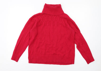 Liz Claiborne Womens Pink Roll Neck Cotton Pullover Jumper Size M