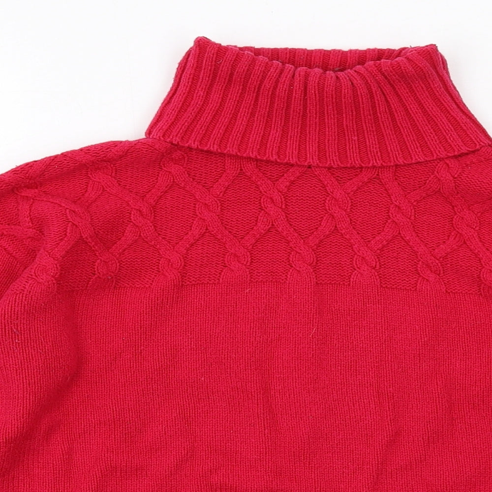 Liz Claiborne Womens Pink Roll Neck Cotton Pullover Jumper Size M