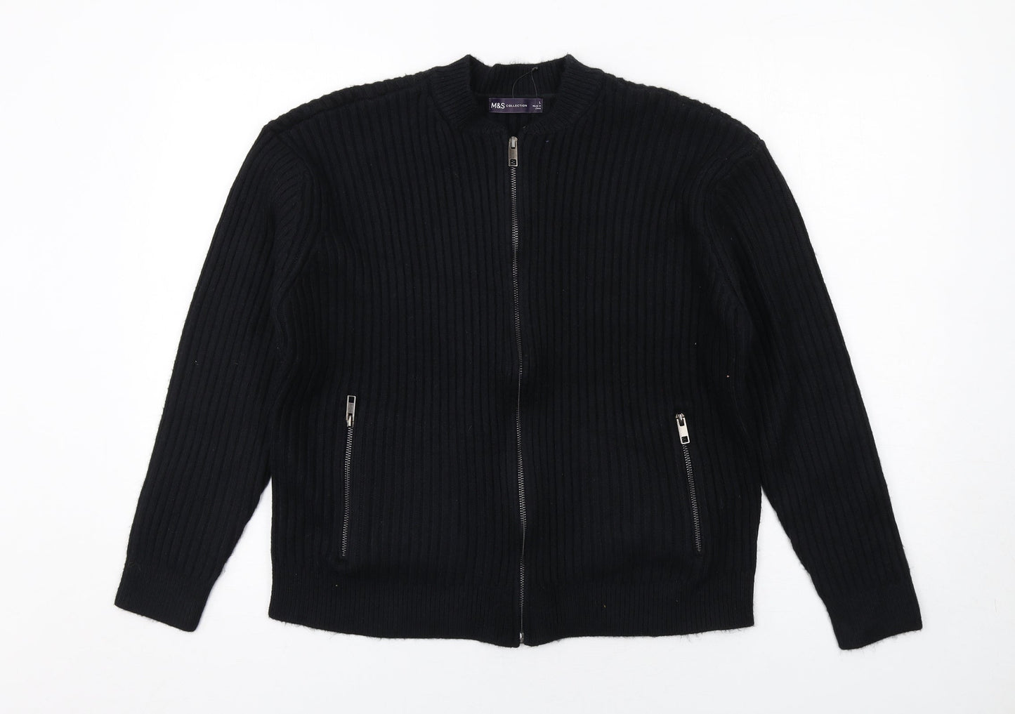 Womens UK Size L Marks and Spencer Black Full Zip Jumper