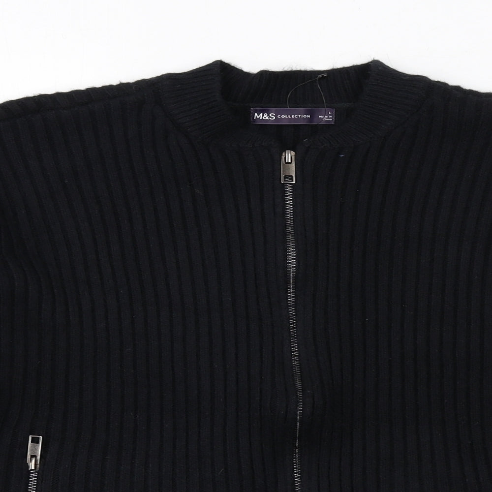 Womens UK Size L Marks and Spencer Black Full Zip Jumper