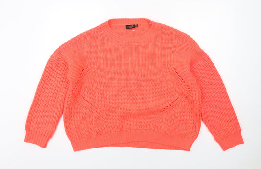 Golddigga Womens Orange Round Neck Acrylic Pullover Jumper Size 16