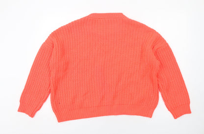 Golddigga Womens Orange Round Neck Acrylic Pullover Jumper Size 16