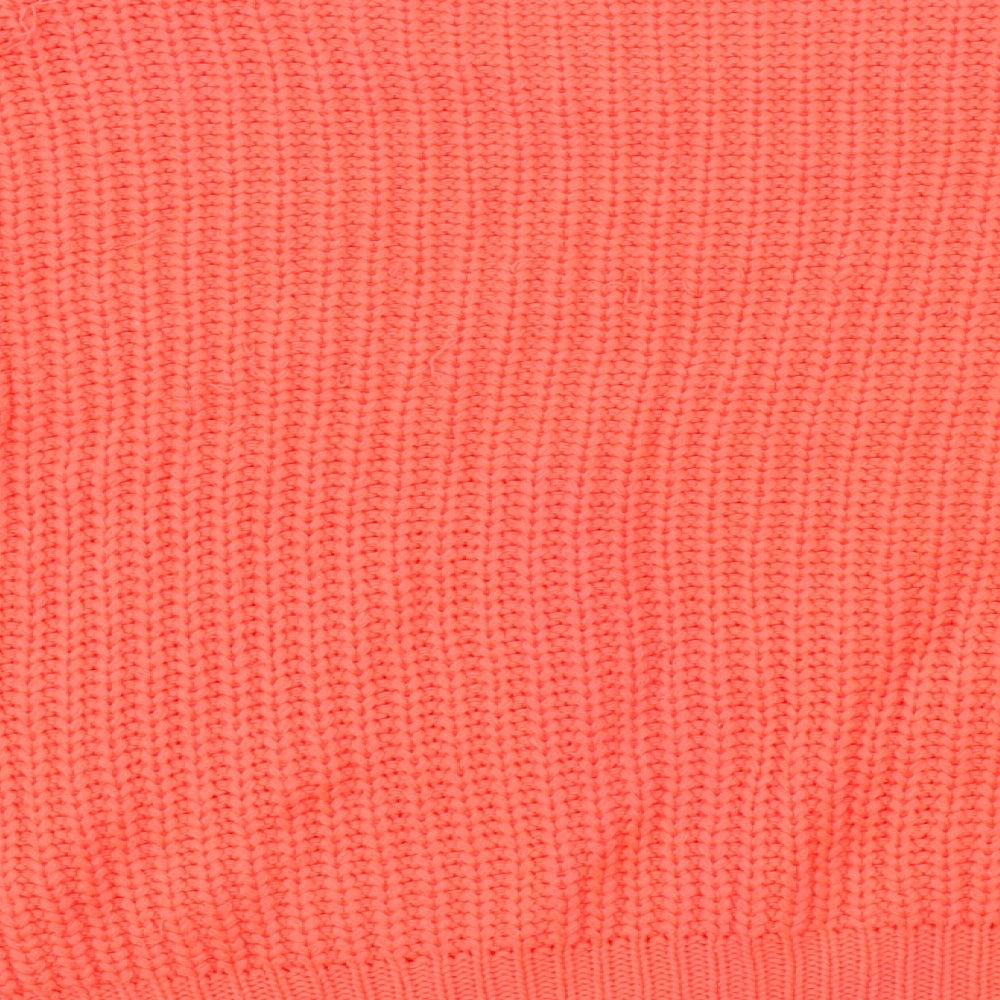 Golddigga Womens Orange Round Neck Acrylic Pullover Jumper Size 16