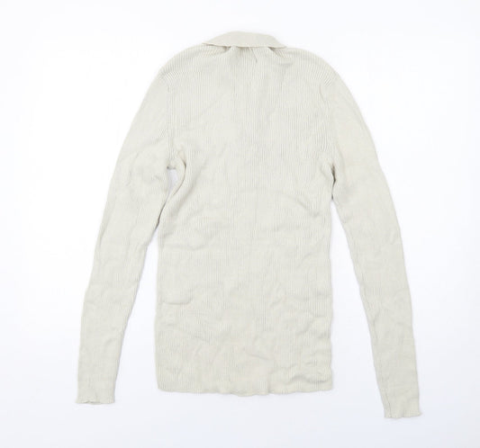 ASOS Mens Beige Cotton Polo Size M Collared Button