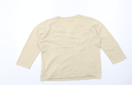 BHS Womens Beige V-Neck Acrylic Pullover Jumper Size 16