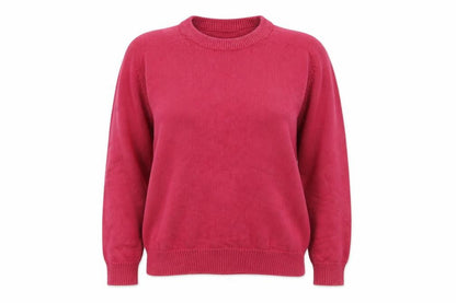 Cotton Womens Pink Round Neck Cotton Pullover Jumper Size L