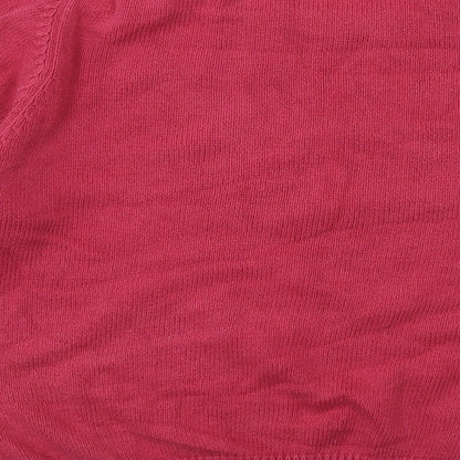 Cotton Womens Pink Round Neck Cotton Pullover Jumper Size L