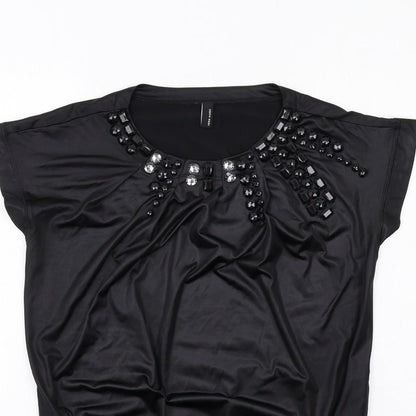 VERO MODA Womens Black Polyester Mini Size XS Round Neck Pullover