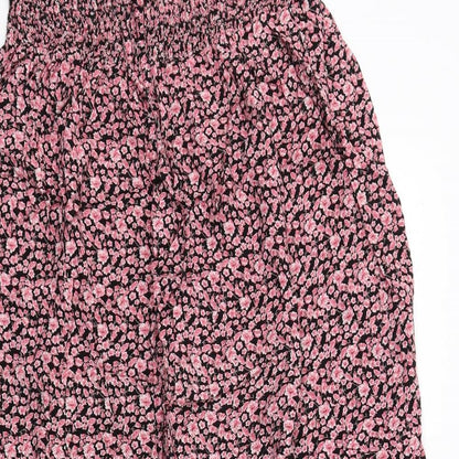 Riviera Womens Pink Floral Viscose A-Line Size M Off the Shoulder Pullover