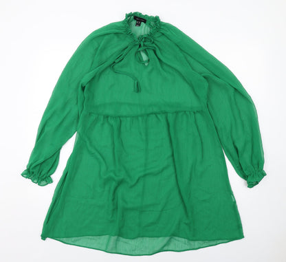 New Look Womens Green Polyester A-Line Size 12 Round Neck Tie