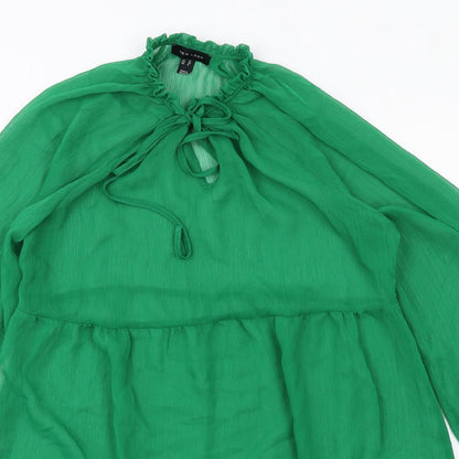 New Look Womens Green Polyester A-Line Size 12 Round Neck Tie