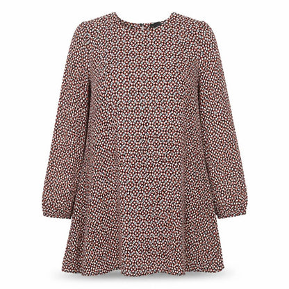 H&M Womens Multicoloured Geometric Viscose A-Line Size 12 Round Neck Button