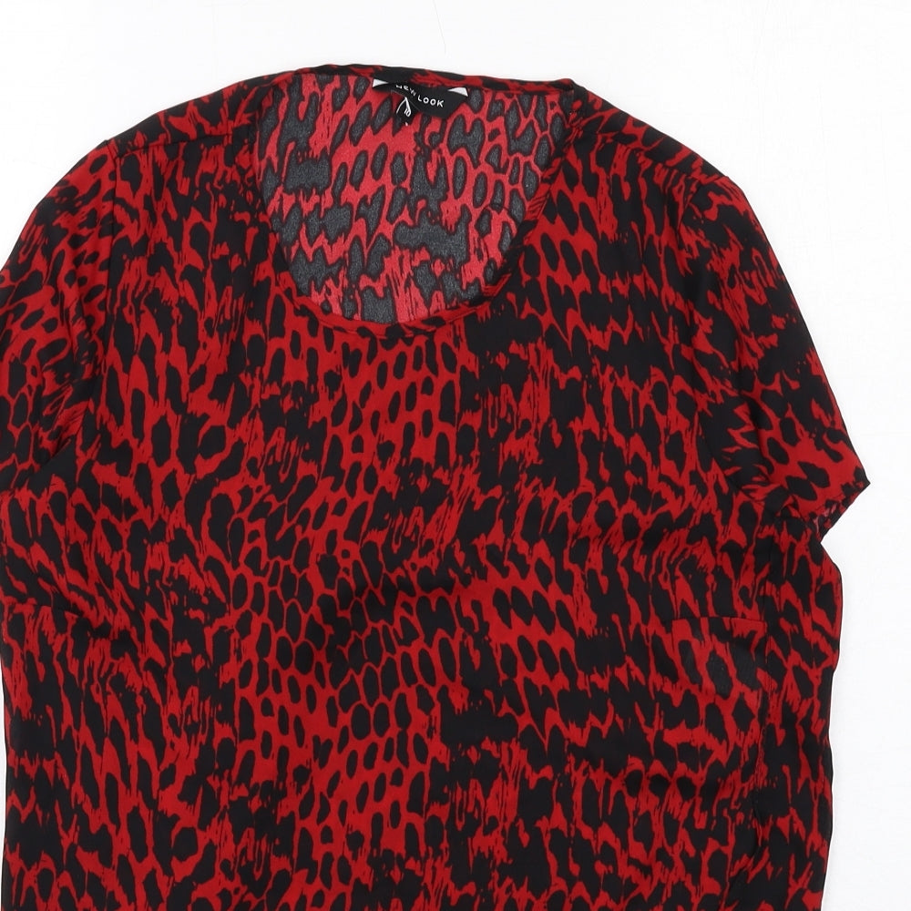 Womens UK Size 10 New Look Red Basic Blouse