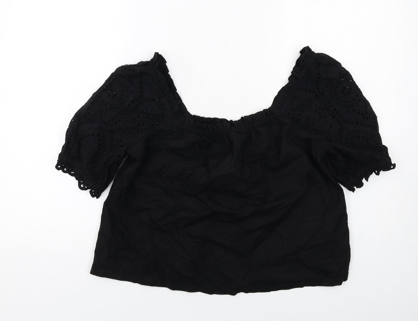 Womens UK Size 10 Lipsy Black Cropped Blouse