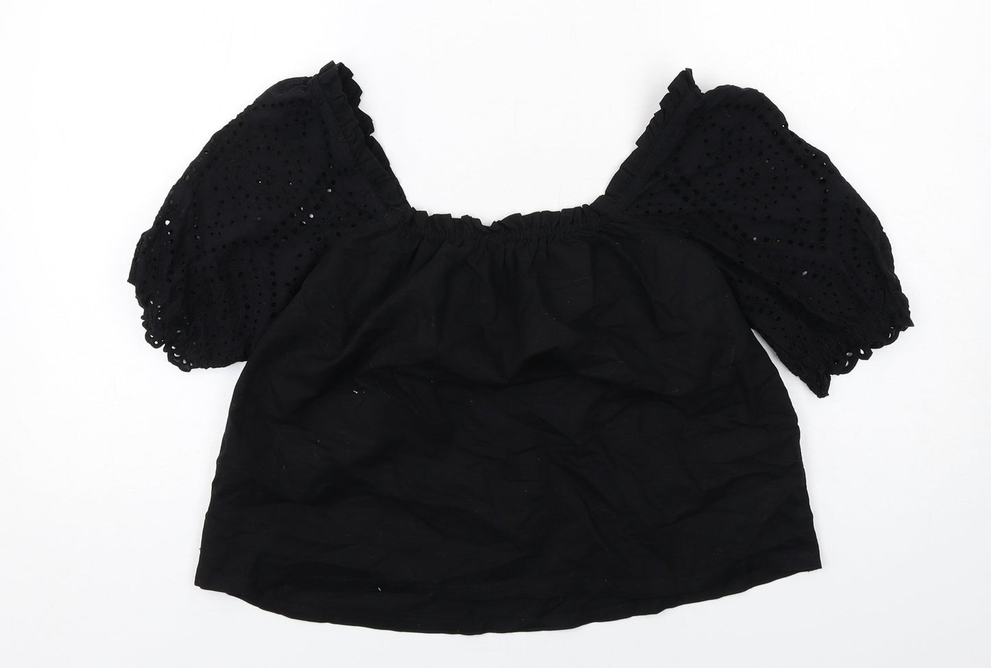 Womens UK Size 10 Lipsy Black Cropped Blouse