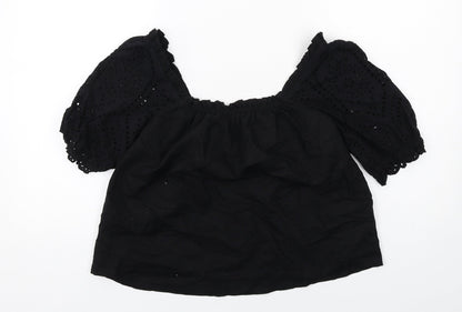 Womens UK Size 10 Lipsy Black Cropped Blouse