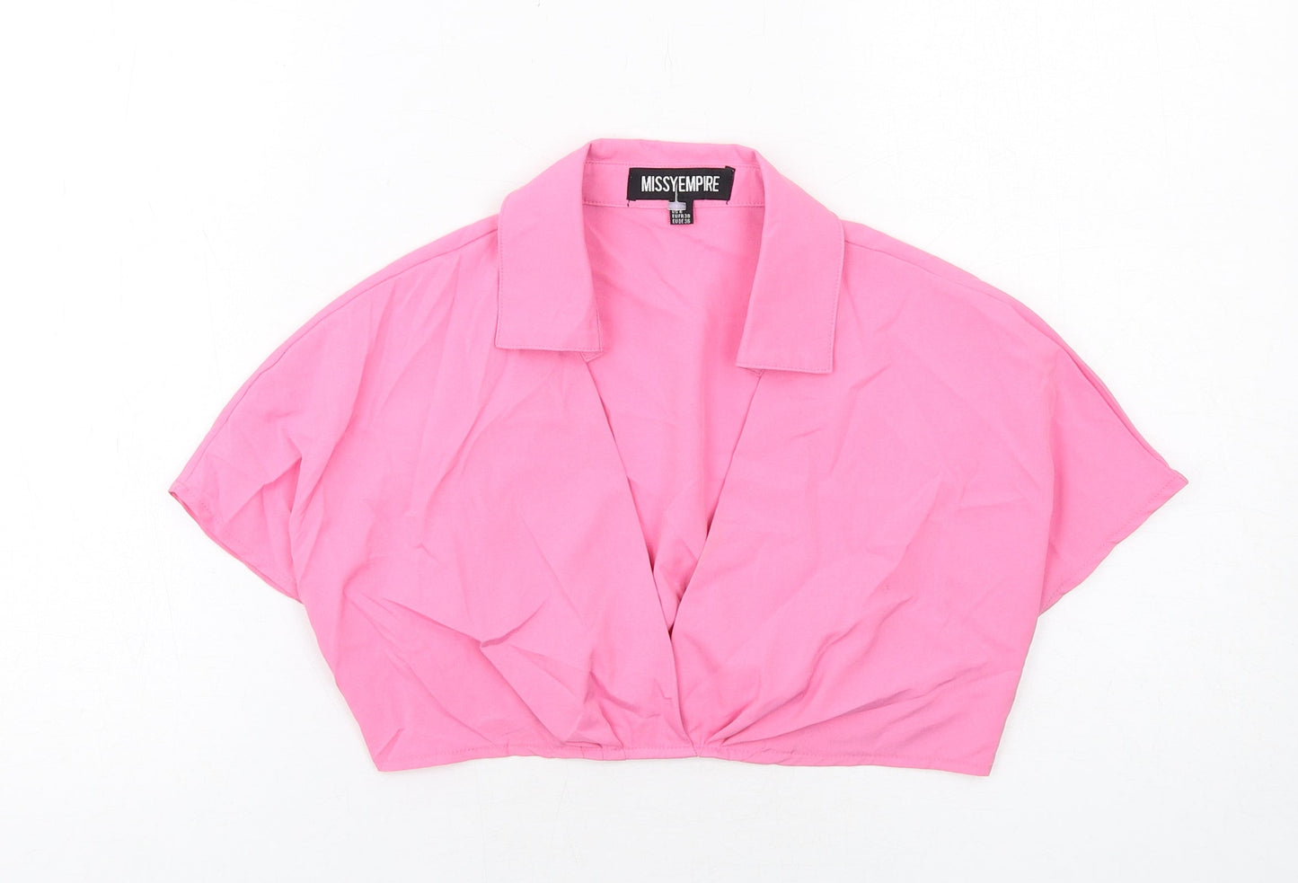 Womens UK Size 10 Missy Empire Pink Cropped Blouse