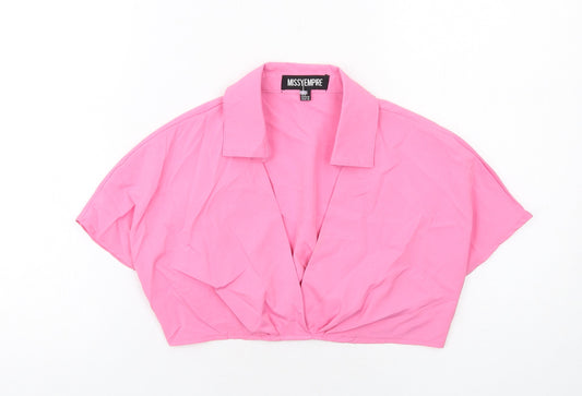 Womens UK Size 10 Missy Empire Pink Cropped Blouse