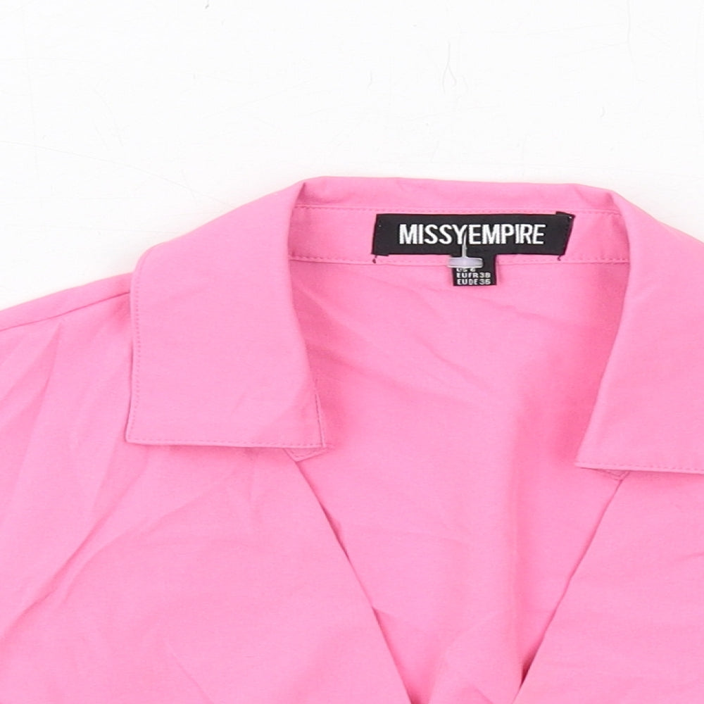 Womens UK Size 10 Missy Empire Pink Cropped Blouse
