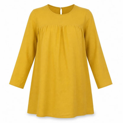 H&M Womens Yellow Polyester A-Line Size 12 Round Neck Button