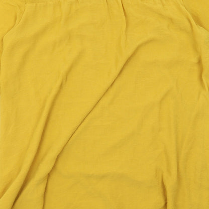 H&M Womens Yellow Polyester A-Line Size 12 Round Neck Button
