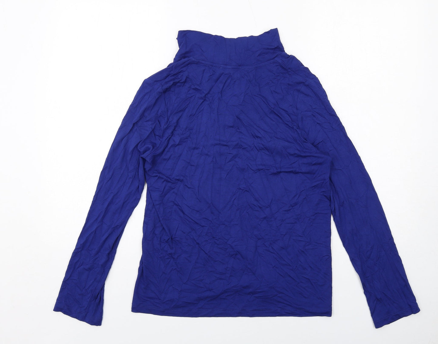 Marks and Spencer Womens Blue Viscose Basic Blouse Size 12 Round Neck