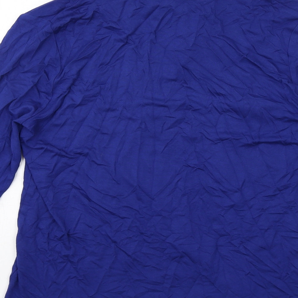 Marks and Spencer Womens Blue Viscose Basic Blouse Size 12 Round Neck