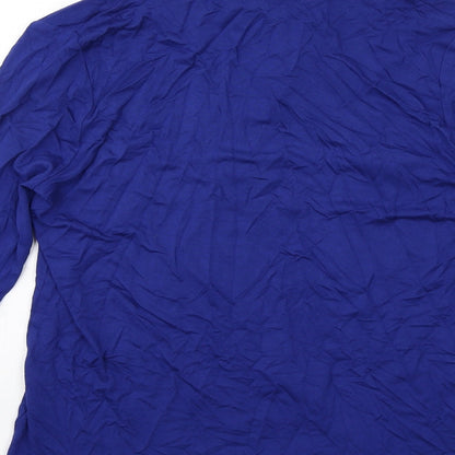 Marks and Spencer Womens Blue Viscose Basic Blouse Size 12 Round Neck