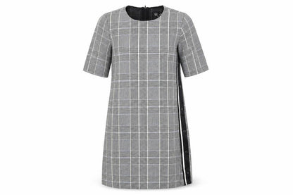Zara Womens Grey Plaid Polyester Shift Size M Round Neck Zip