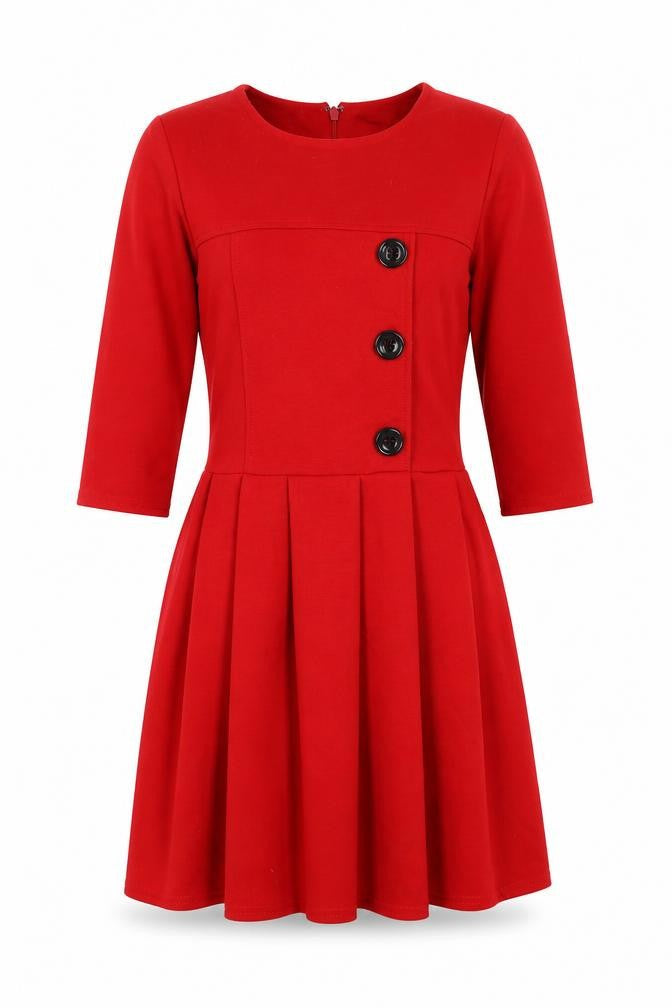 ASOS Womens Red Polyester Fit & Flare Size 8 Round Neck Zip