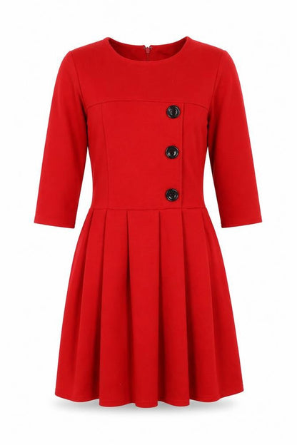 ASOS Womens Red Polyester Fit & Flare Size 8 Round Neck Zip
